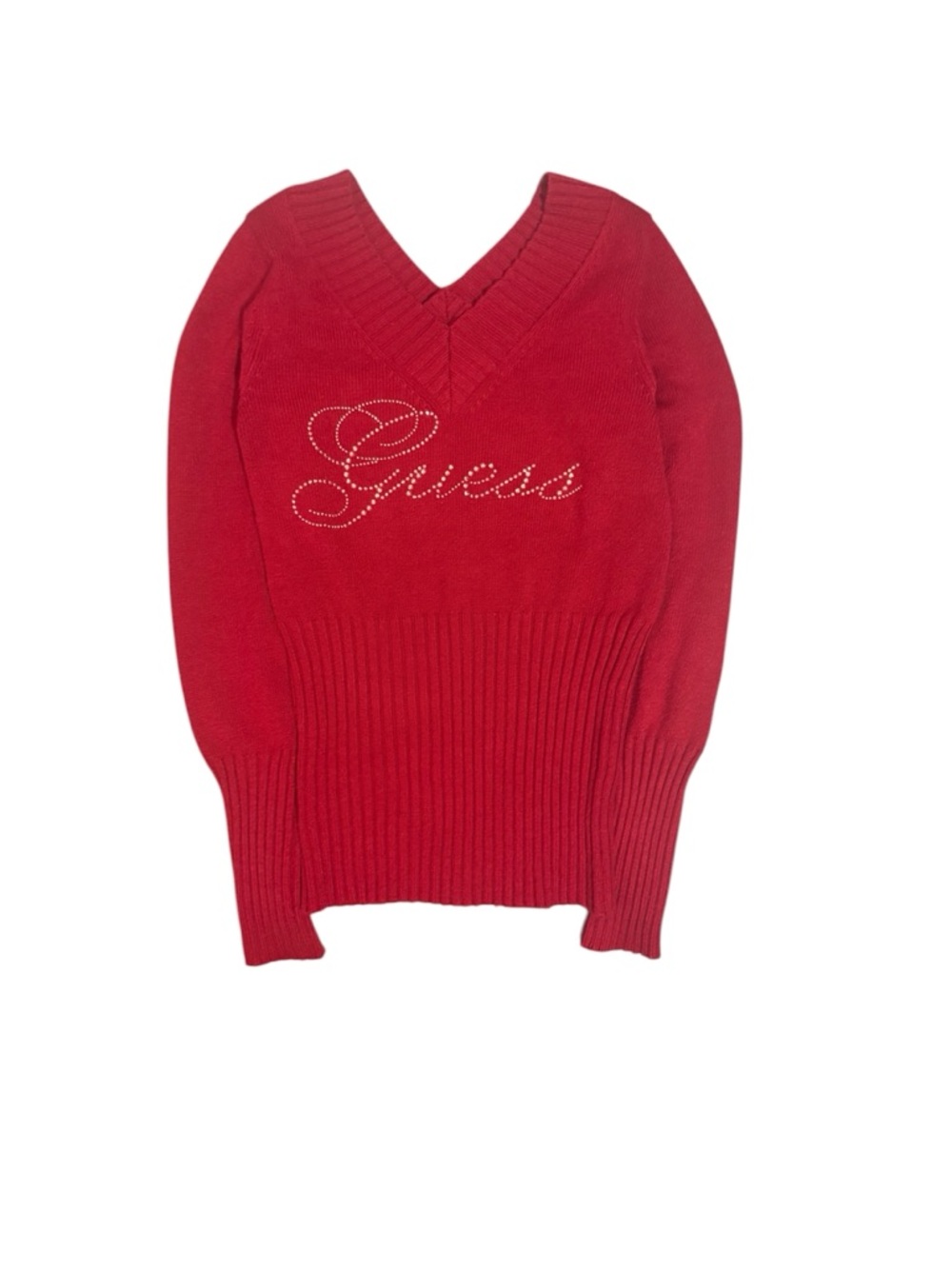 Vintage Guess V neck rhinestone sweater size small
